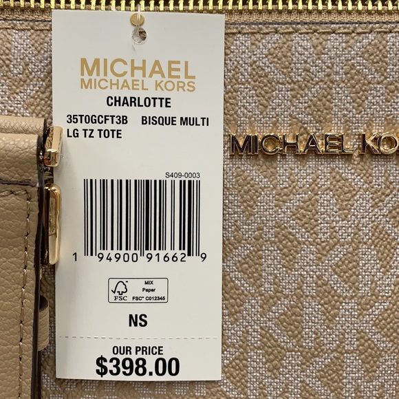 MICHAEL KORS
Charlotte Large Logo and Leather Top-Zip Tote Bag Bisque Mu… - Picture 16 of 16